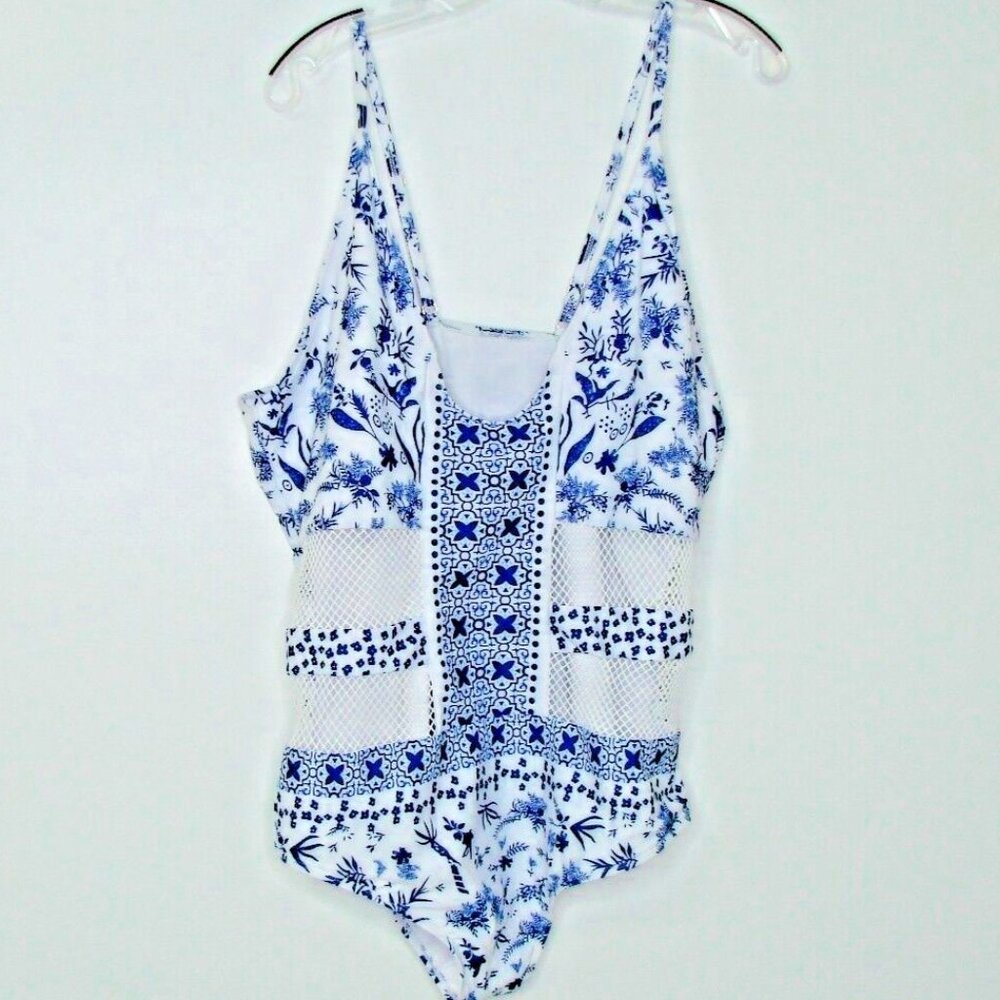Floryday Womens Size XXL 1 Piece Mesh Middle Swimsuit Swimwear Bathing Suit Blue